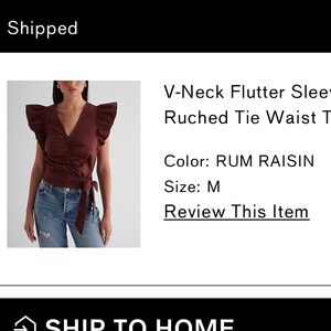 Express Ruched Front Waist Tie Blouse